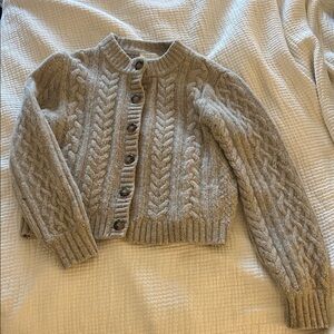 Sezane Cable Knit Cardigan - Beige